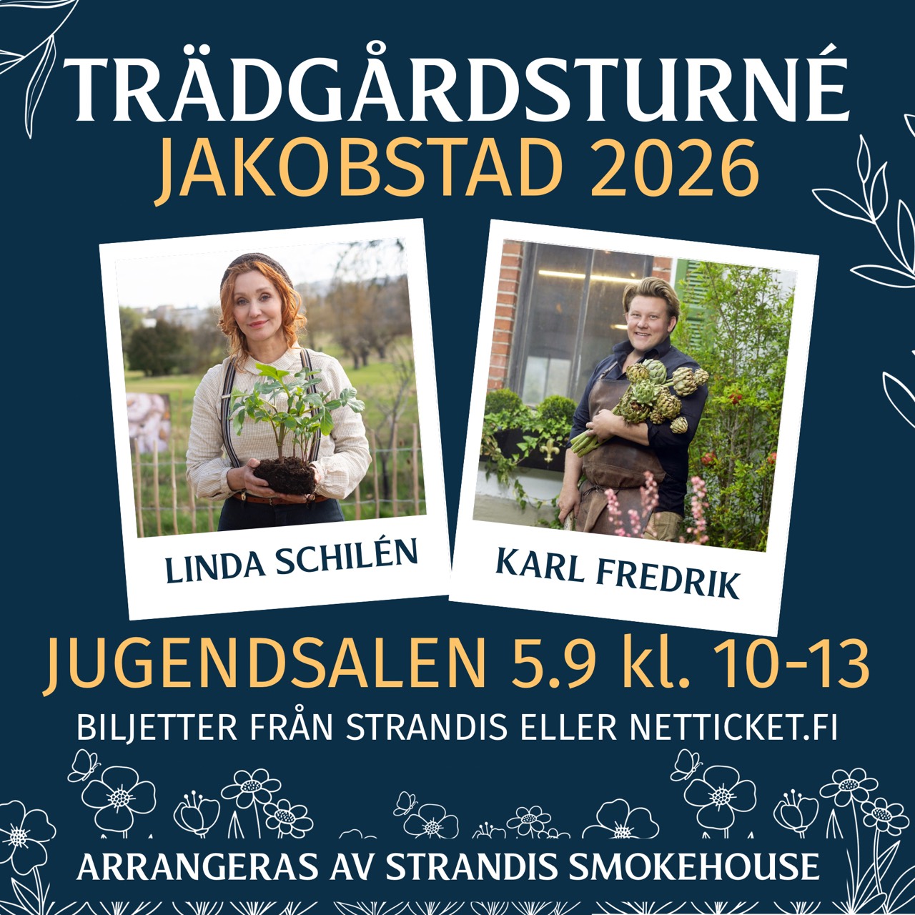 Trädgårdsturné Jakobstad 2026 with Linda Schilén and Karl Fredrik
